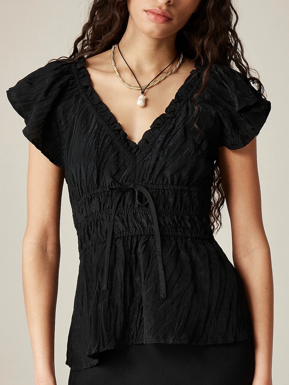 J. Crew Palermo Top Black Peplum Style Sz XL